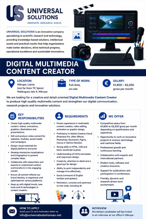 Job advertisement - Digital Multimedia Content Creator (English)