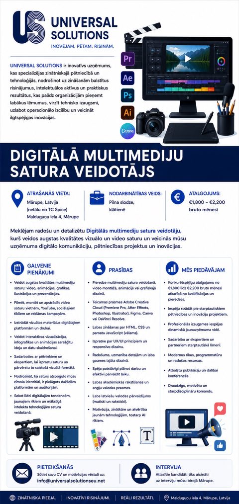 Sludinājums - Digitālā multimediju satura veidotājs (latviski)